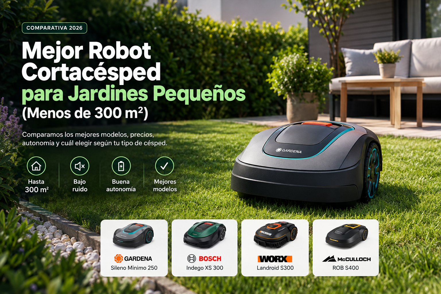 Mejor robot cortacésped para jardines pequeños (menos de 300 m²)